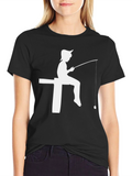 Fishing Silhouette Graphic Tee - Classic Black