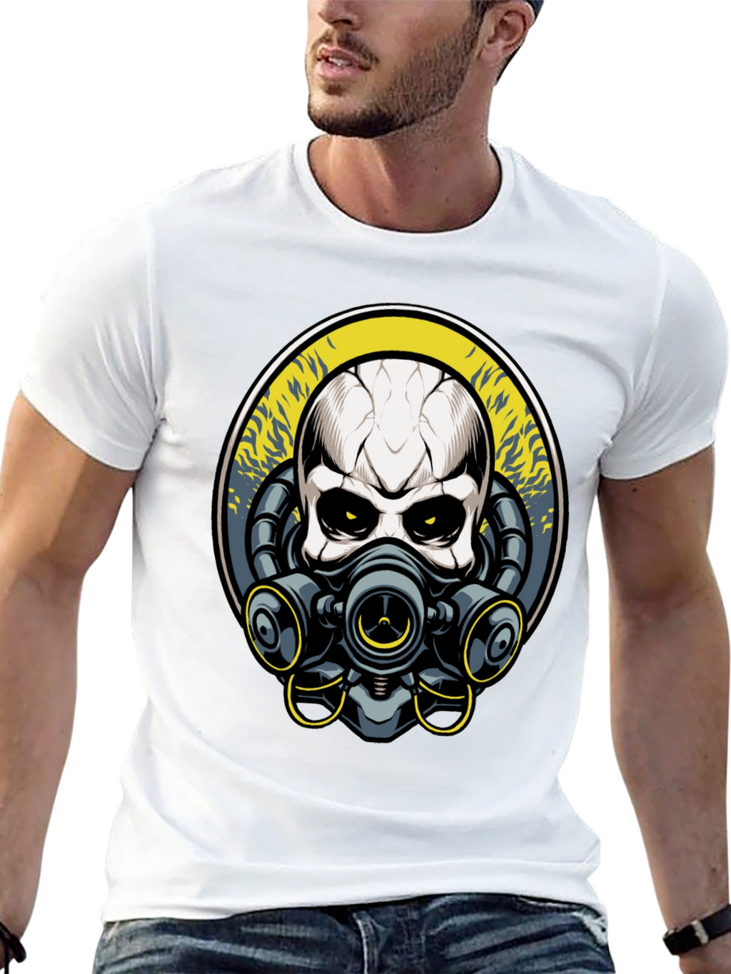 Skull Gas Mask Graphic T-Shirt - Unique Design