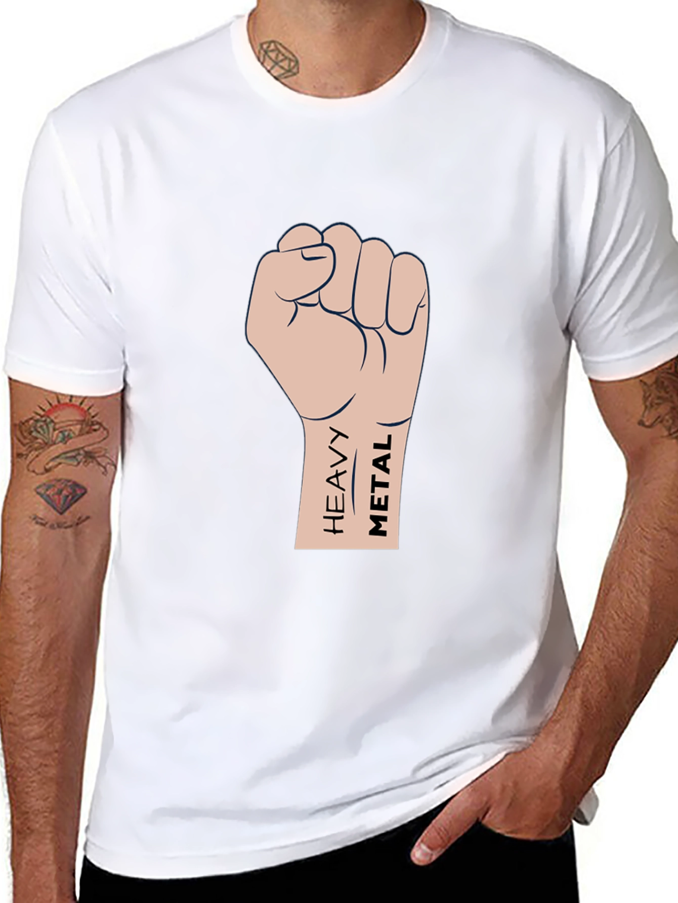 Heavy Metal Fist Graphic T-Shirt - Black Cotton Tee