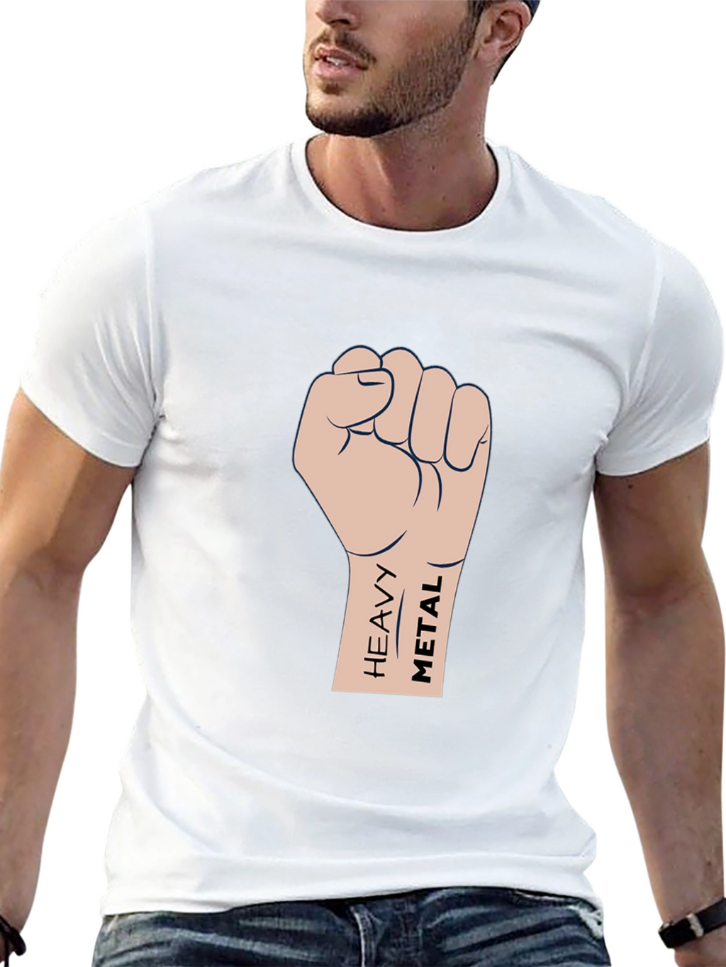 Heavy Metal Fist Graphic T-Shirt - Black Cotton Tee