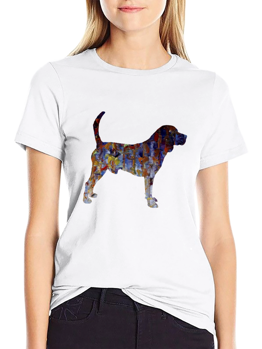 Abstract Dog Print Black T-Shirt