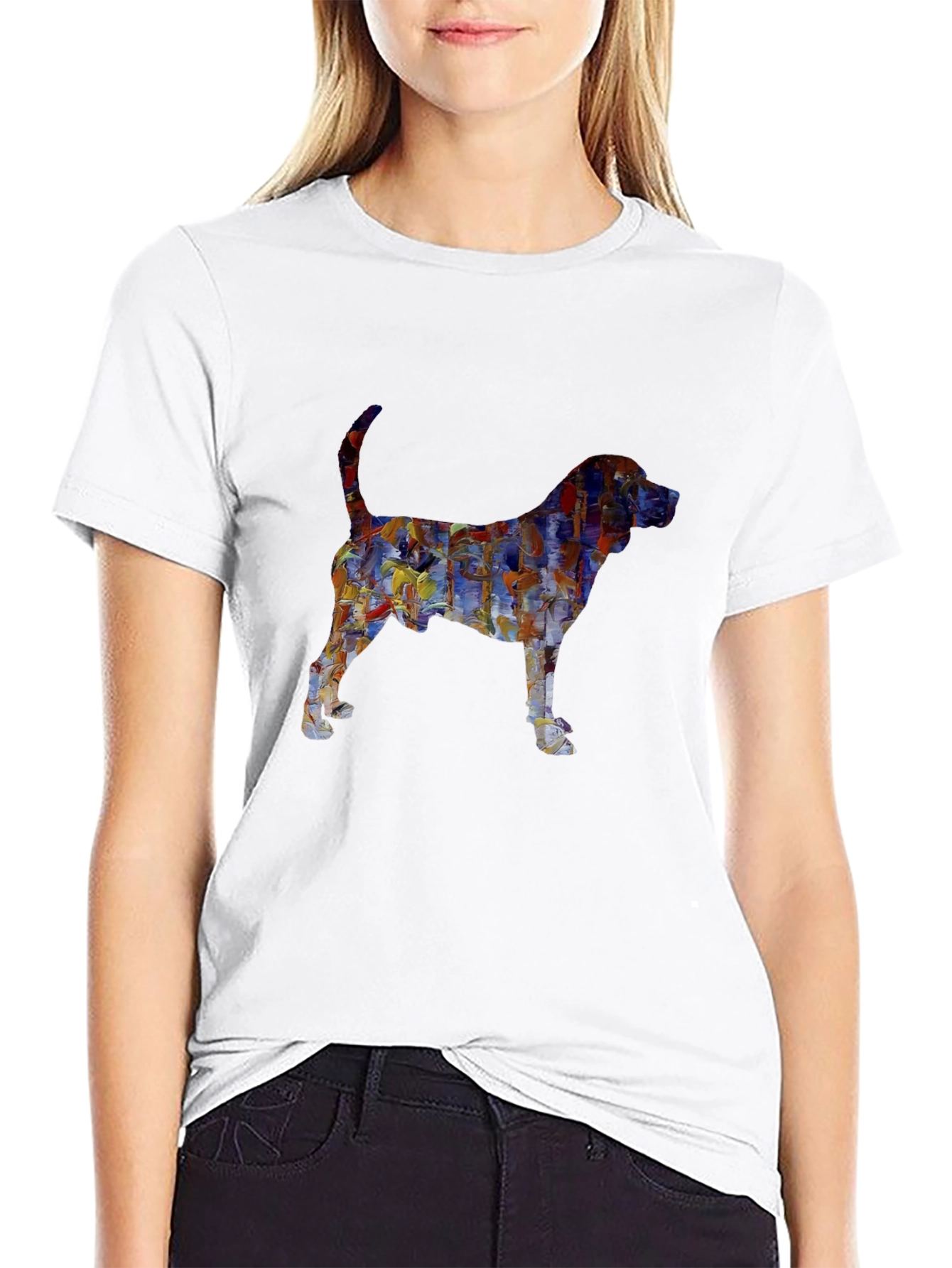 Abstract Dog Print Black T-Shirt