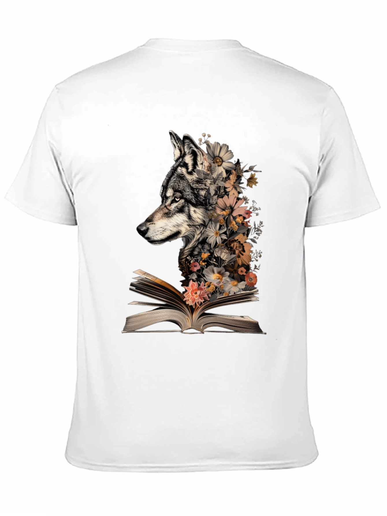Wolf & Floral Book T-Shirt