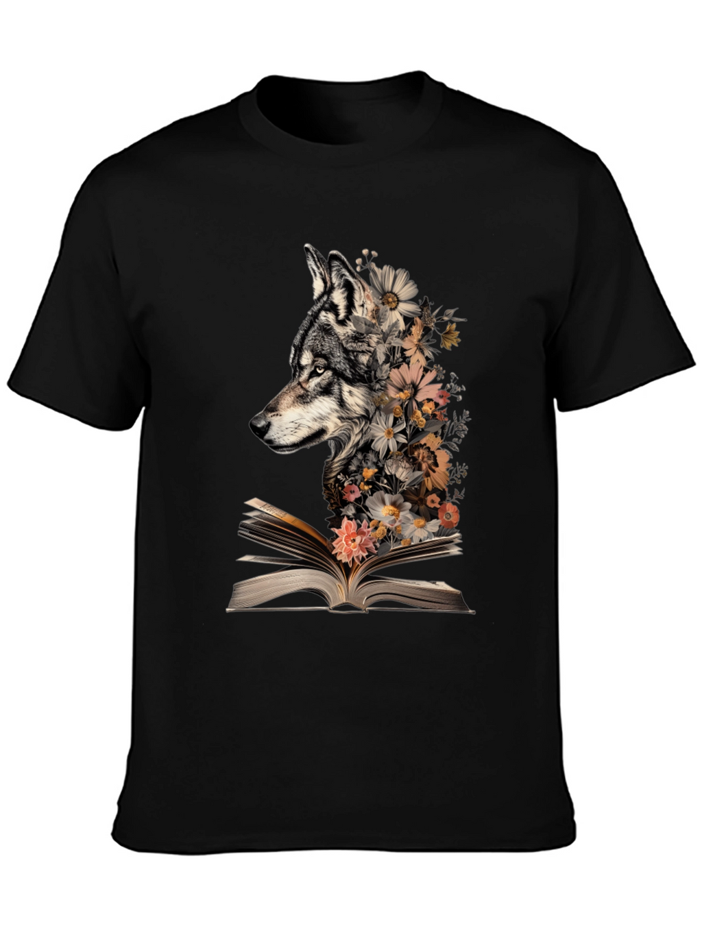 Wolf & Floral Book T-Shirt
