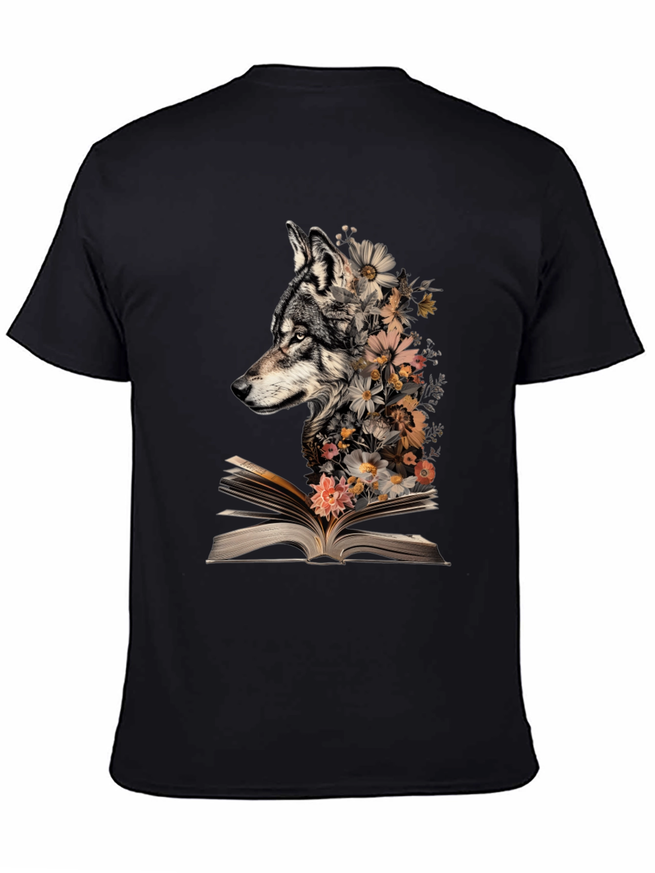 Wolf & Floral Book T-Shirt