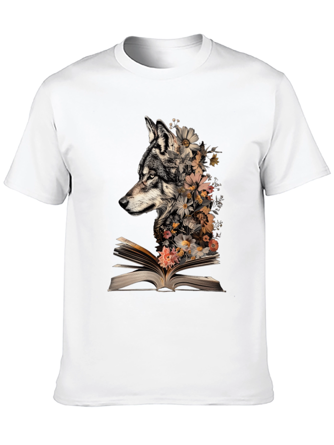 Wolf & Floral Book T-Shirt