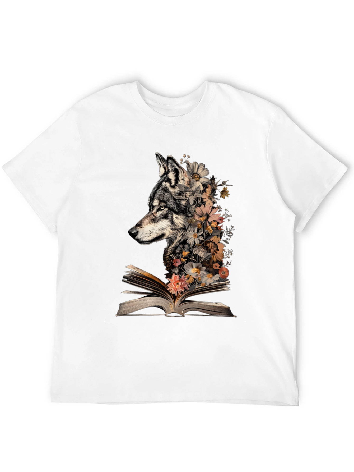 Wolf & Floral Book T-Shirt