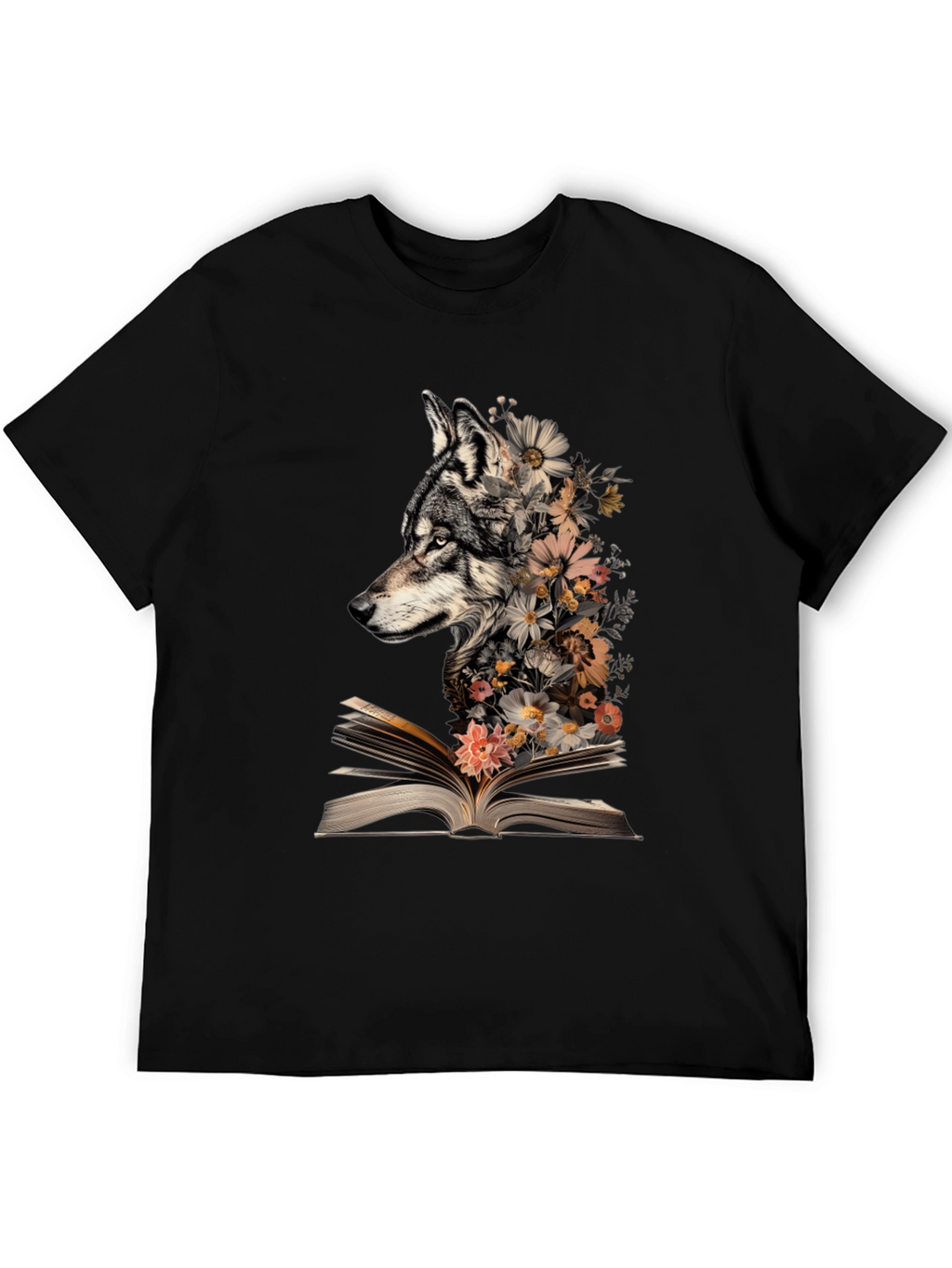 Wolf & Floral Book T-Shirt