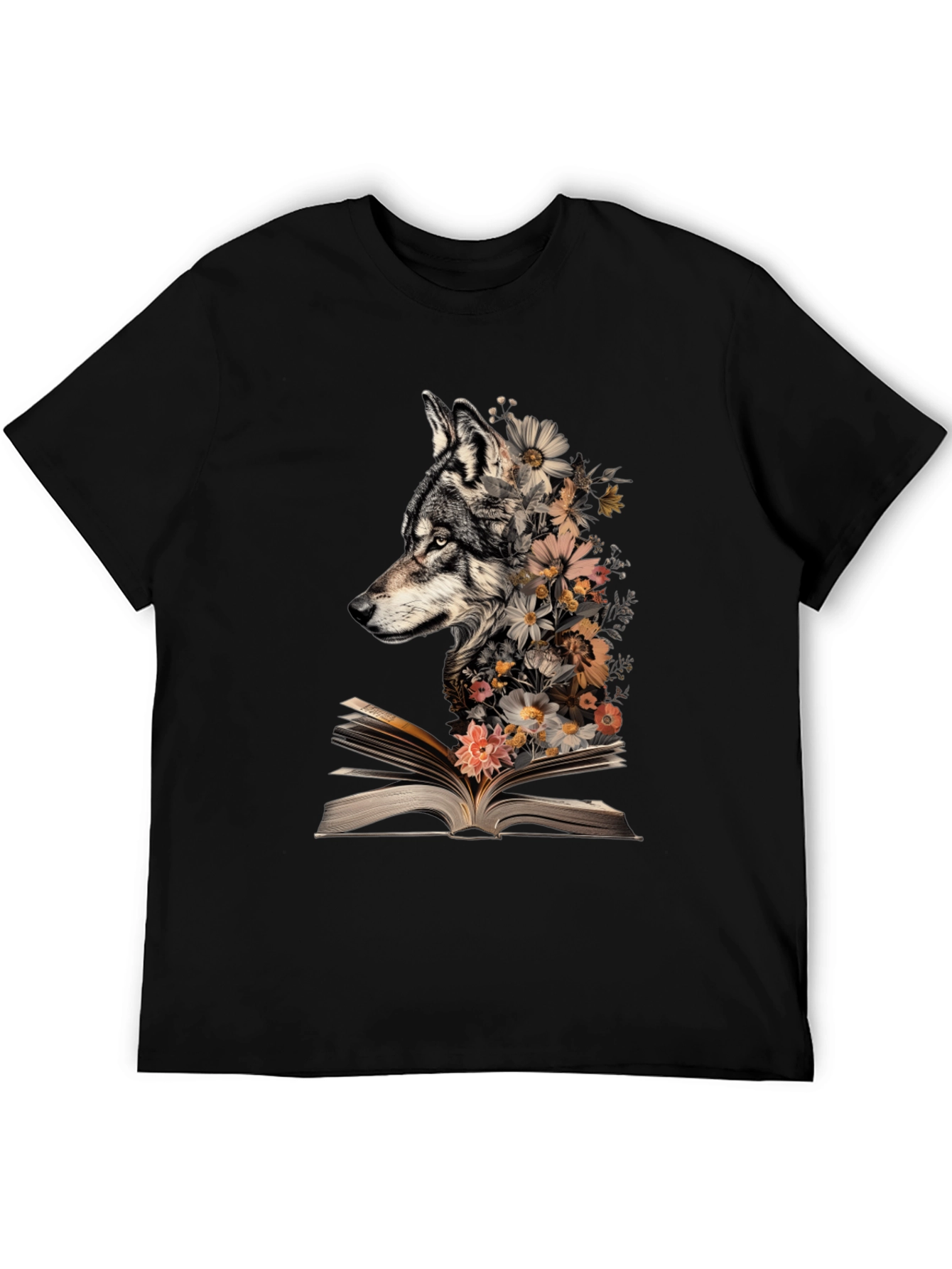 Wolf & Floral Book T-Shirt