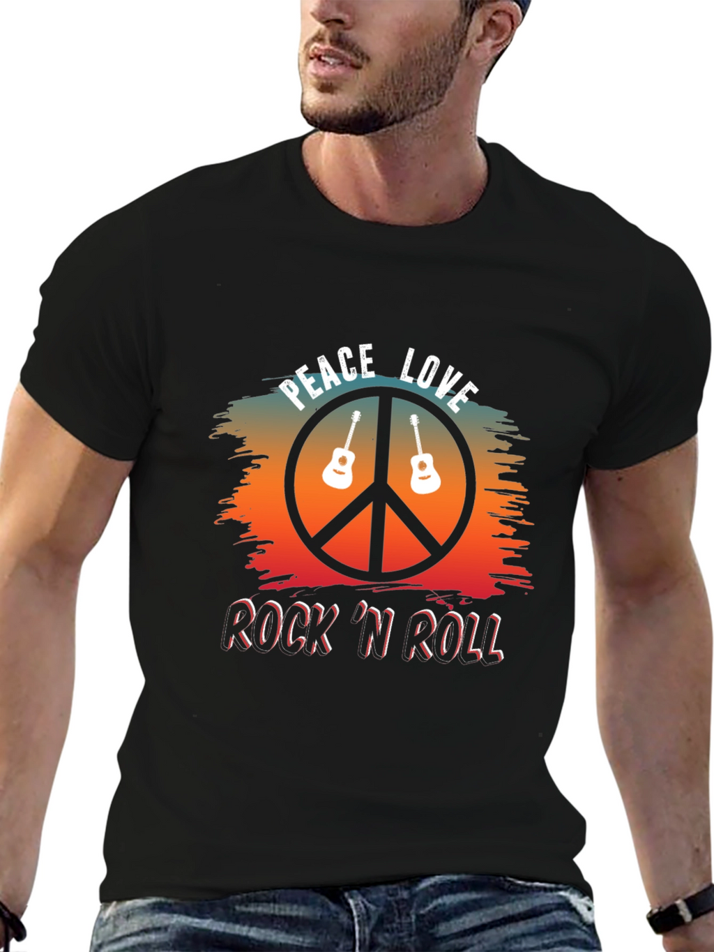 Peace Love Rock N Roll Graphic Tee