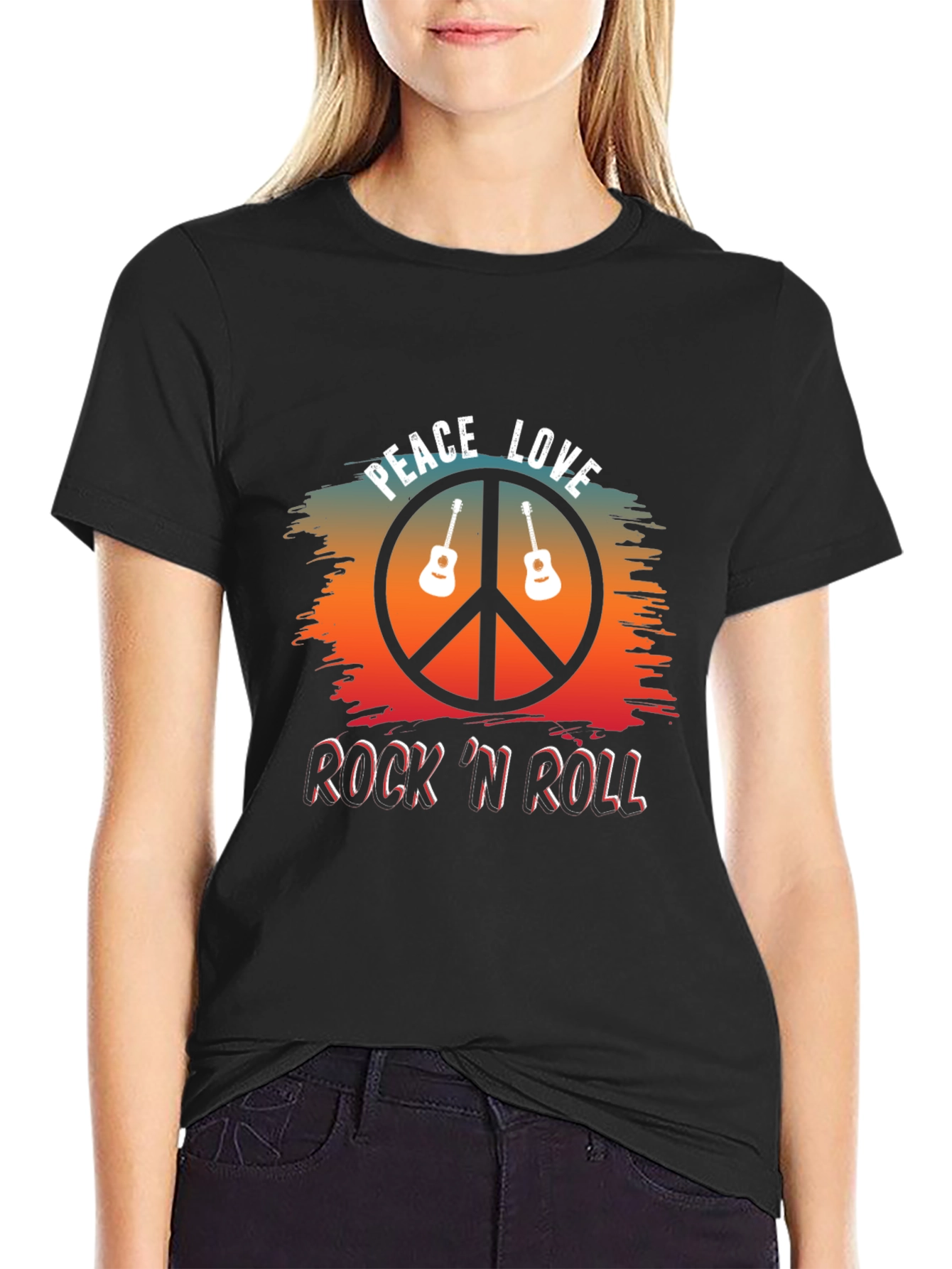 Peace Love Rock N Roll Graphic Tee