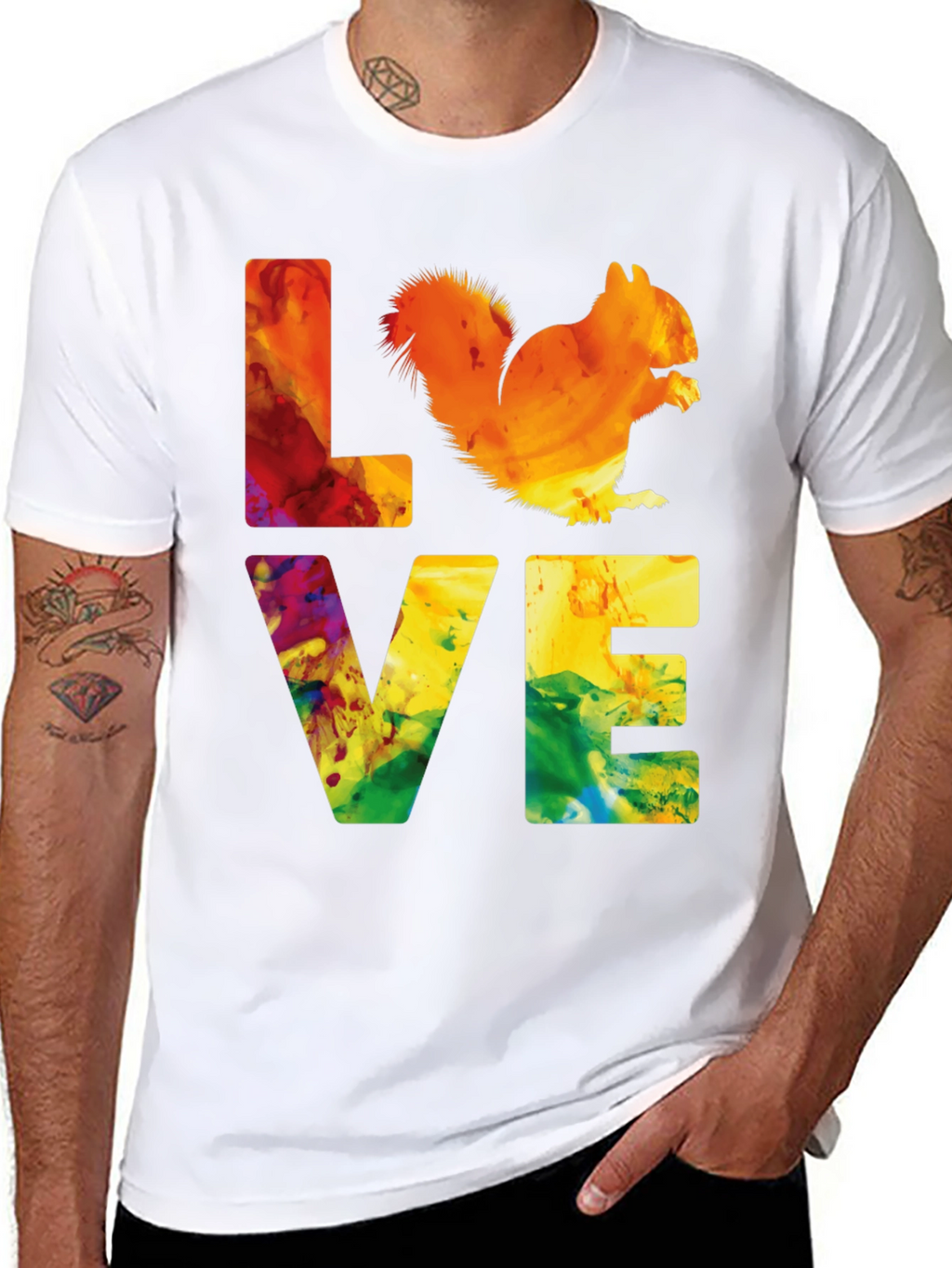 Squirrel Love Graphic Print T-Shirt