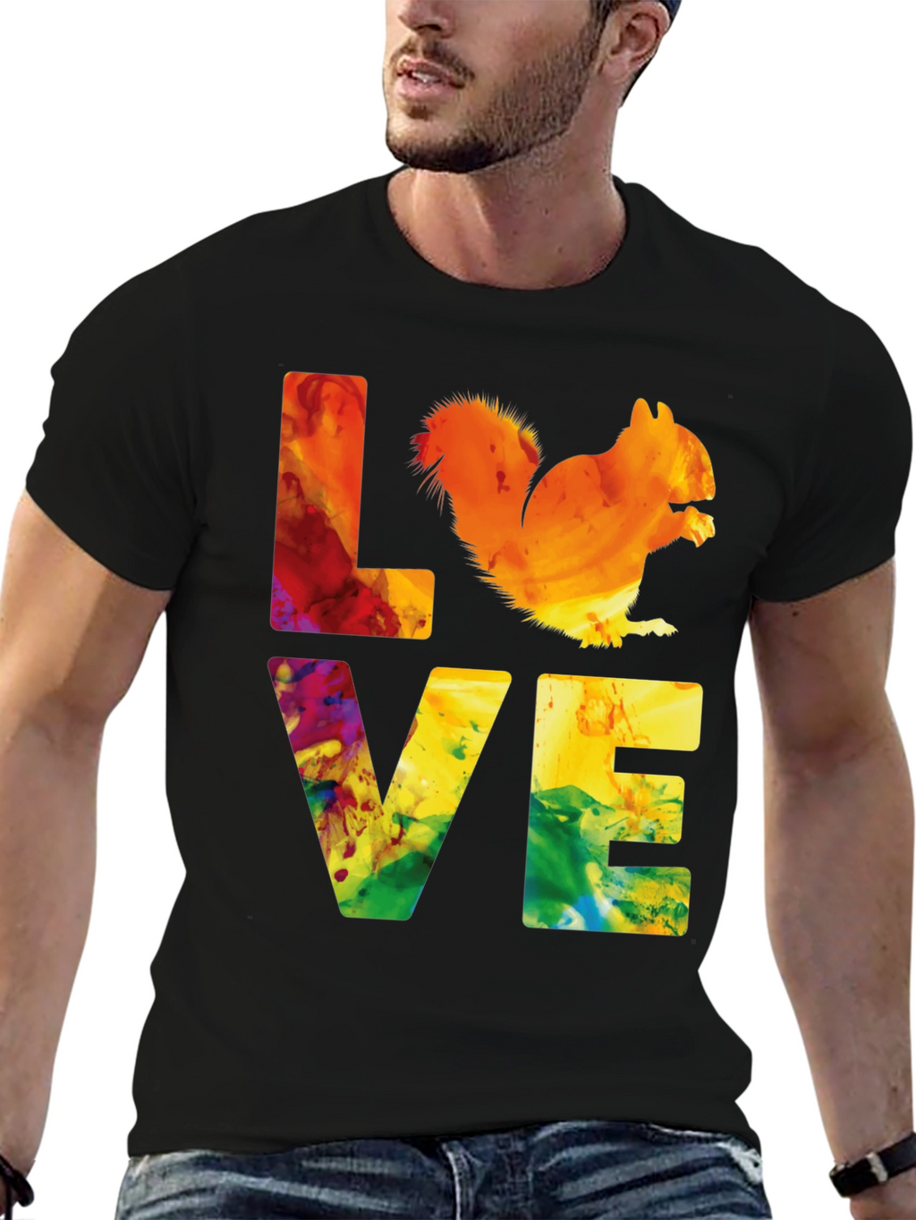 Squirrel Love Graphic Print T-Shirt