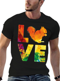 Squirrel Love Graphic Print T-Shirt