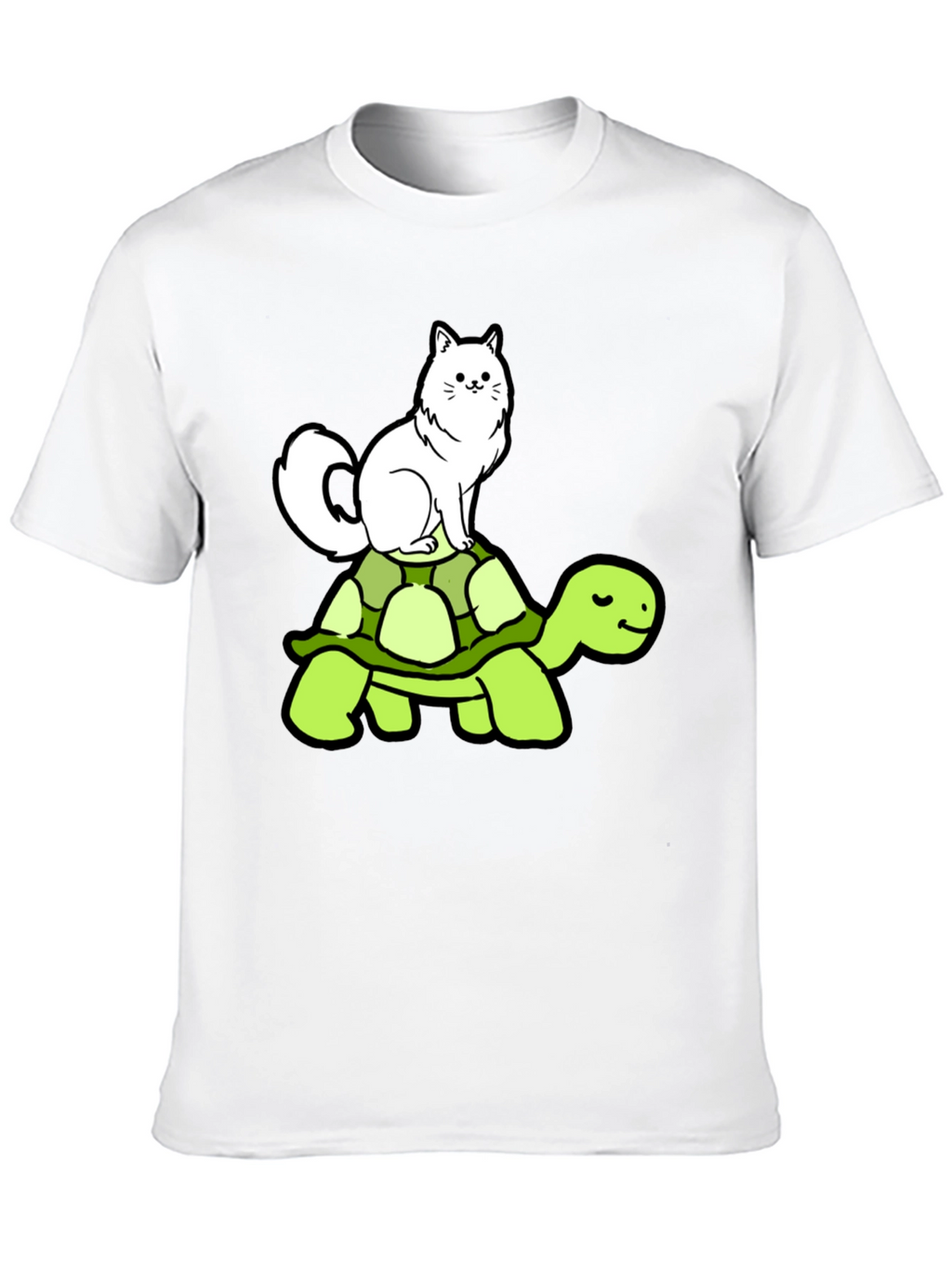 Cat Riding Turtle T-Shirt - Funny Animal Graphic Tee