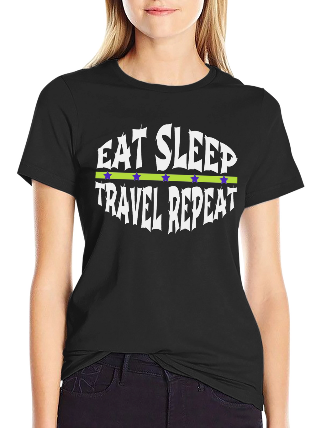 Eat Sleep Travel Repeat Graphic Tee - Black