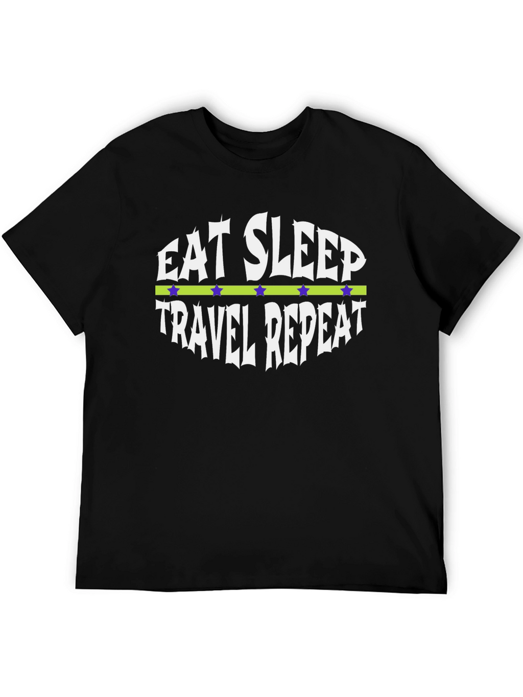 Eat Sleep Travel Repeat Graphic Tee - Black