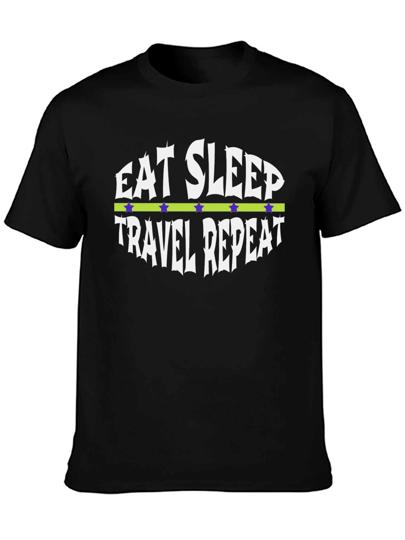 Eat Sleep Travel Repeat Graphic Tee - Black