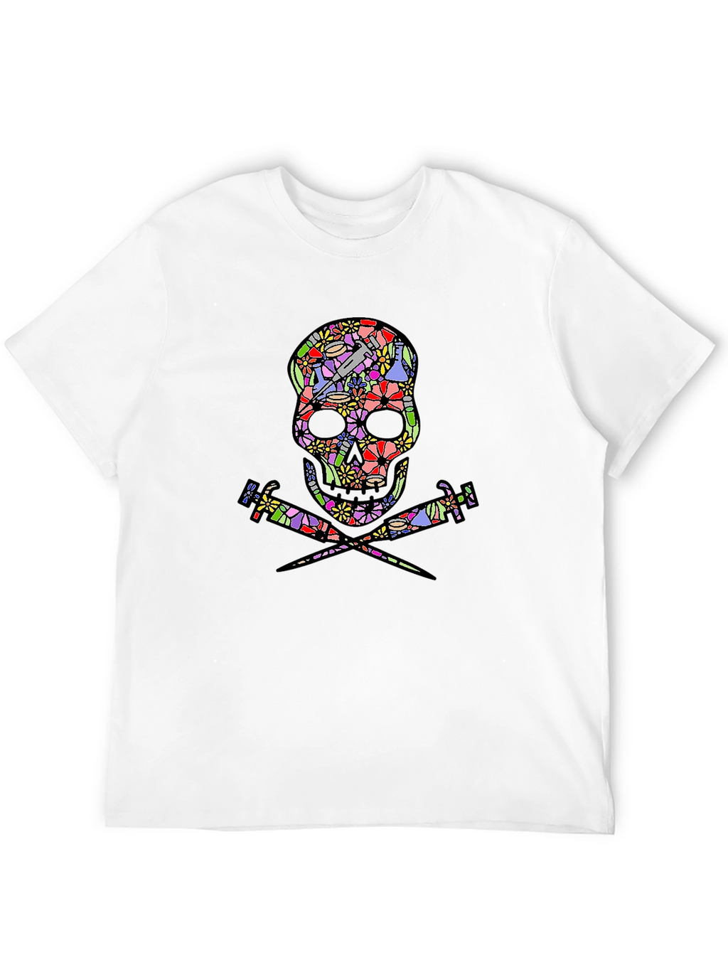 Floral Skull & Syringe T-Shirt