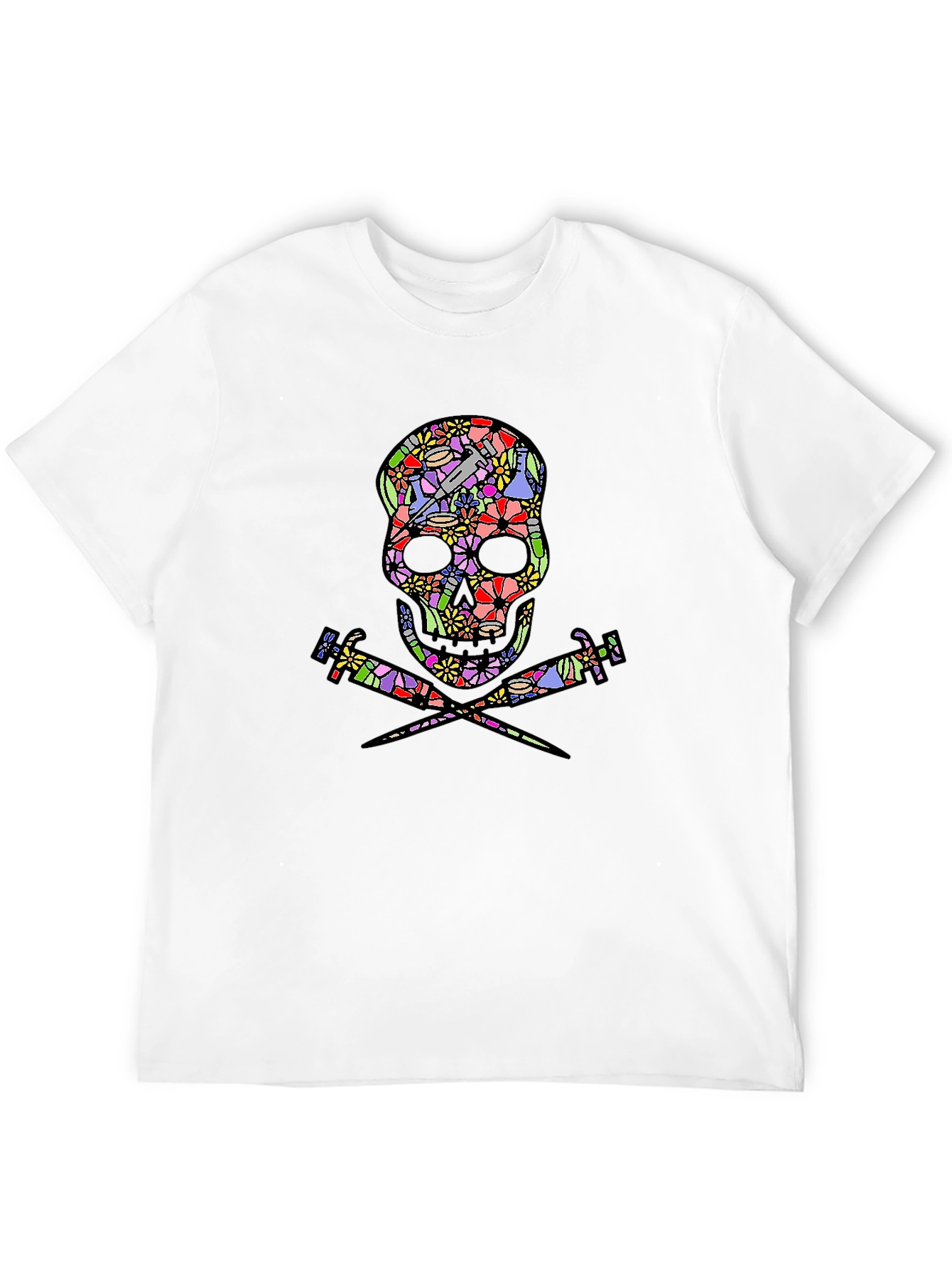 Floral Skull & Syringe T-Shirt