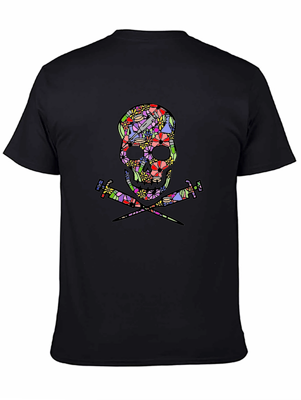 Floral Skull & Syringe T-Shirt