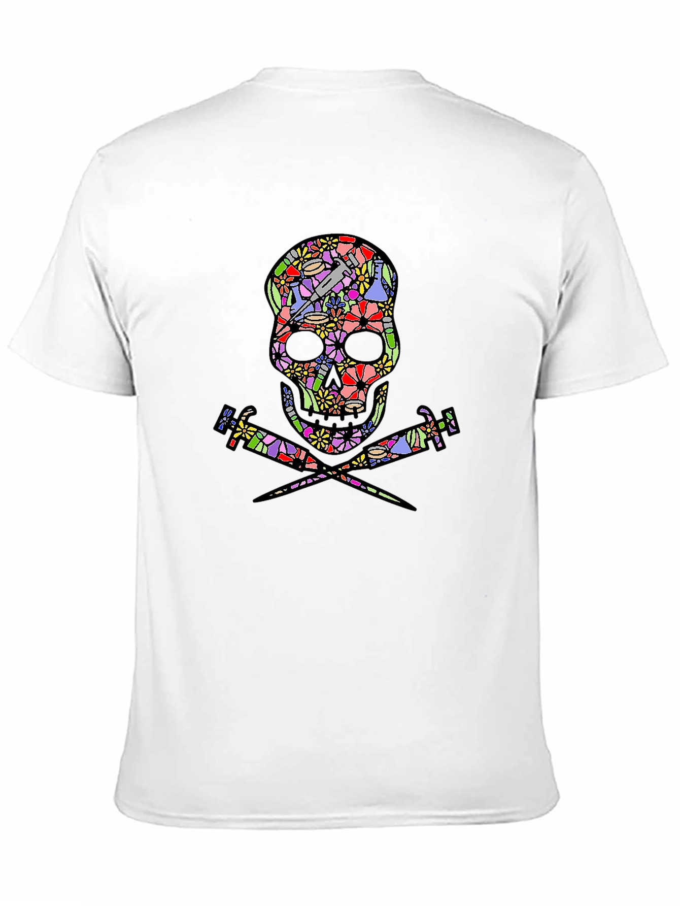 Floral Skull & Syringe T-Shirt
