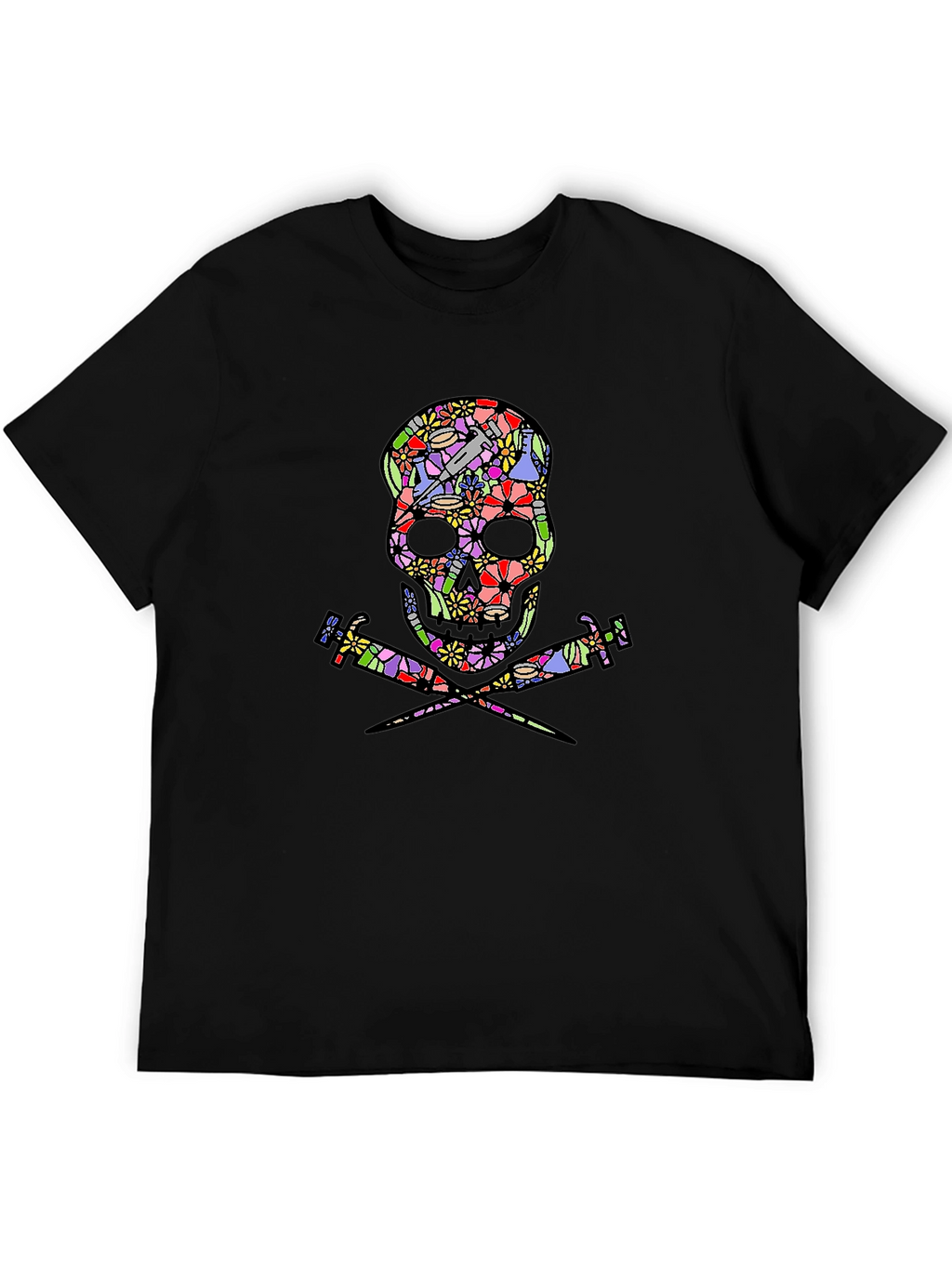 Floral Skull & Syringe T-Shirt