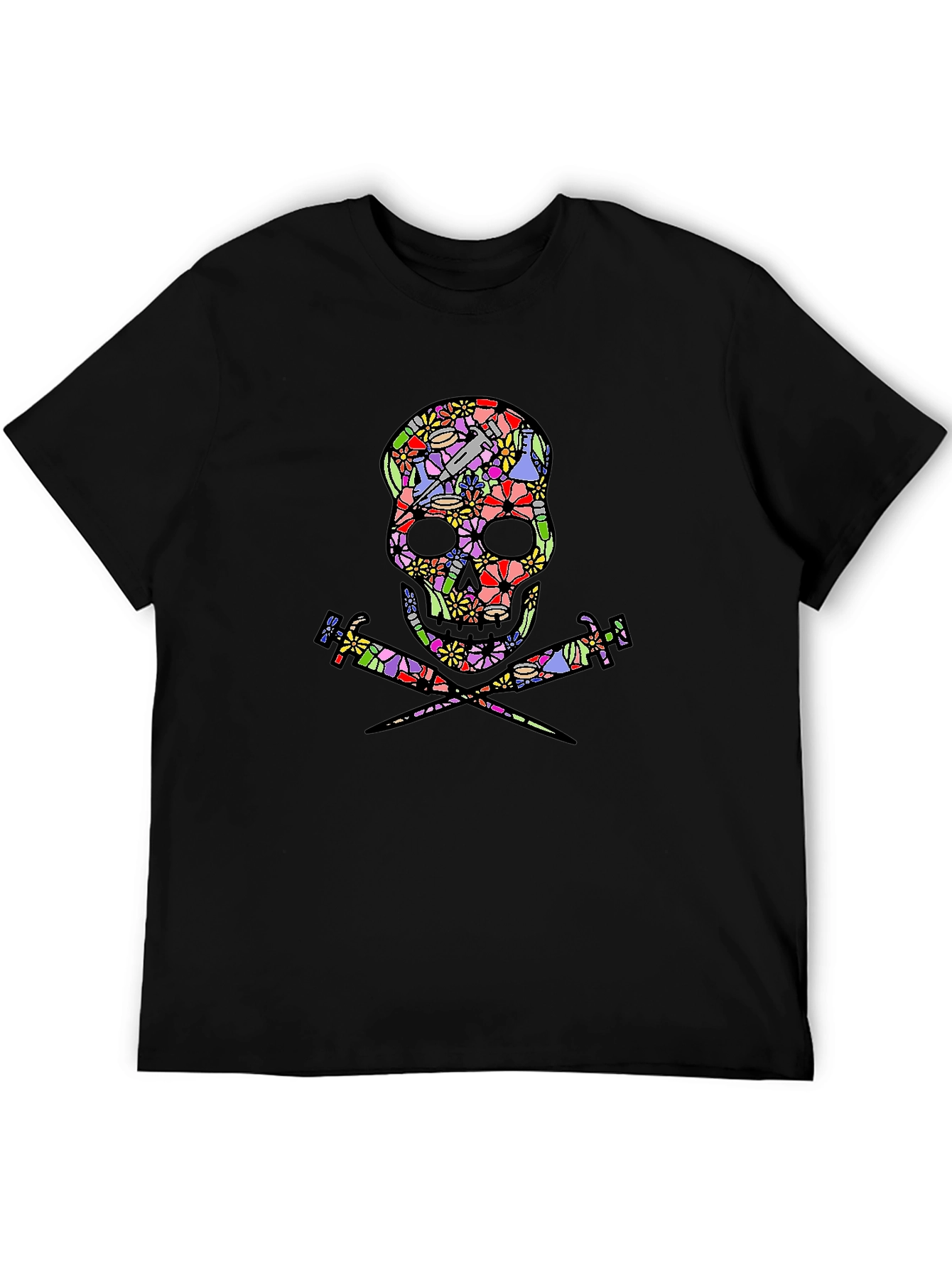 Floral Skull & Syringe T-Shirt