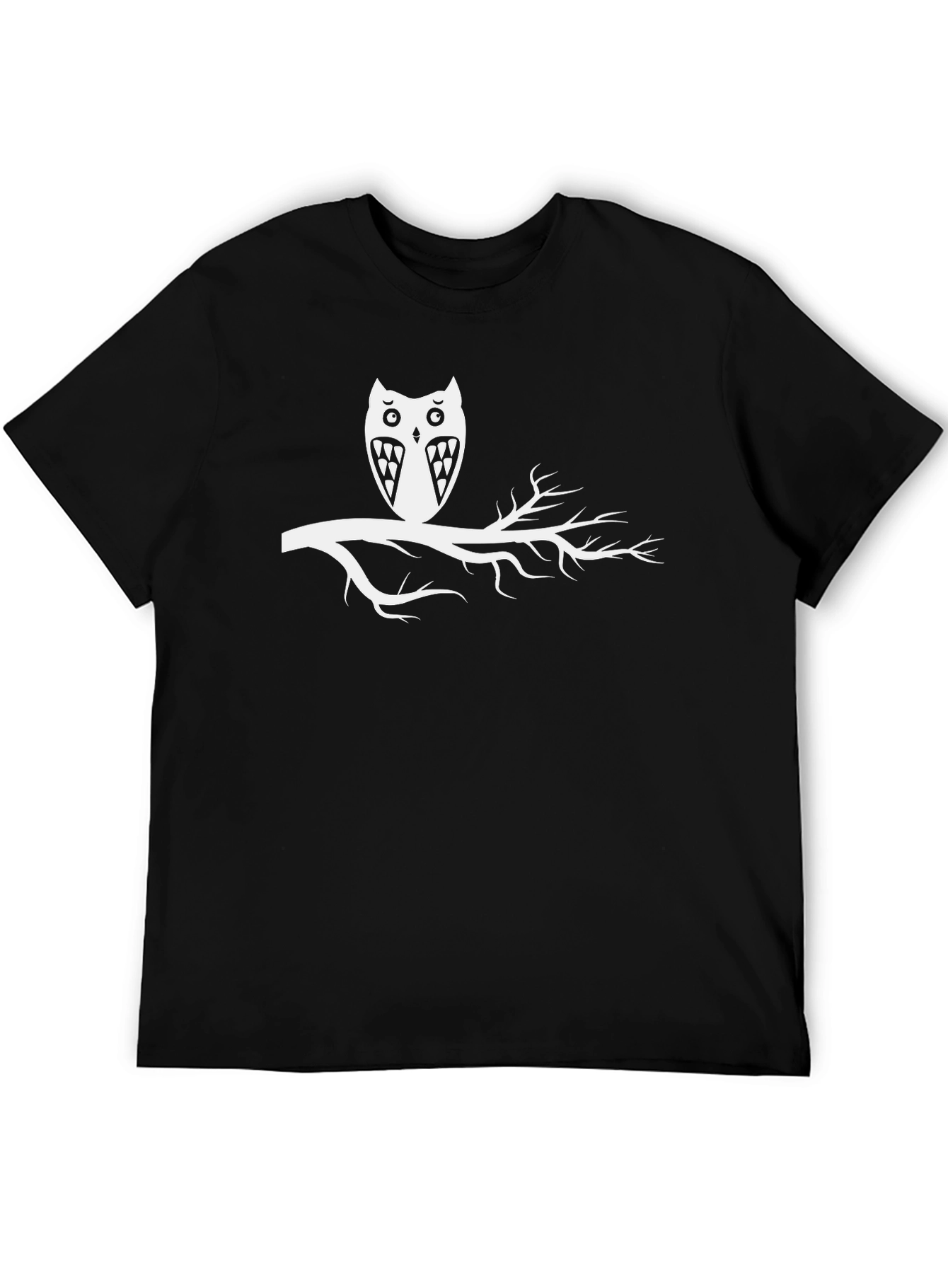 Owl on Branch Black T-Shirt