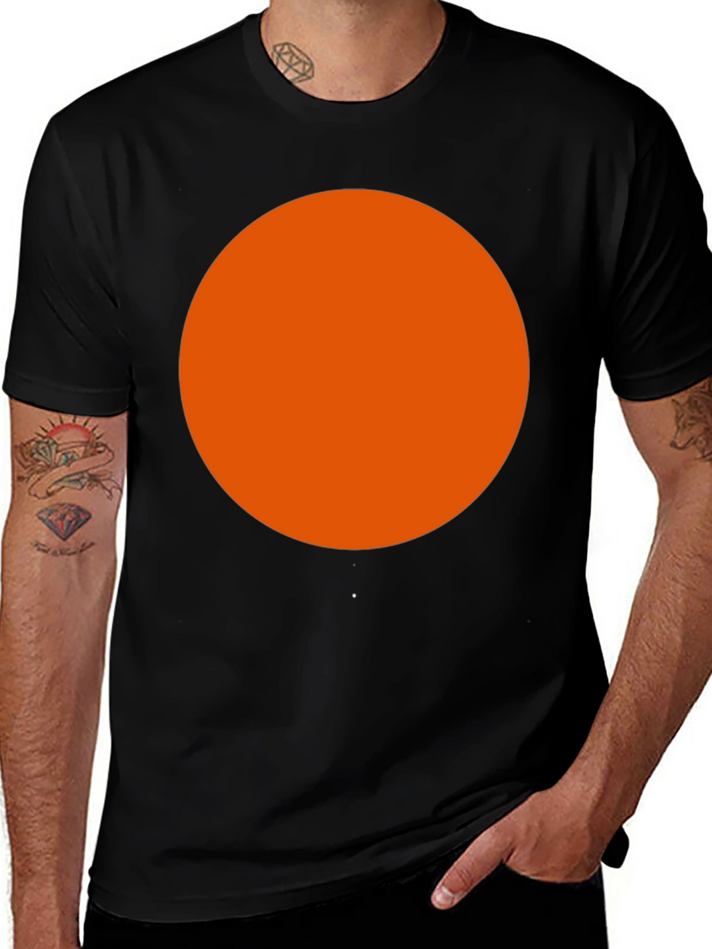 Bold Orange Circle Black T-Shirt