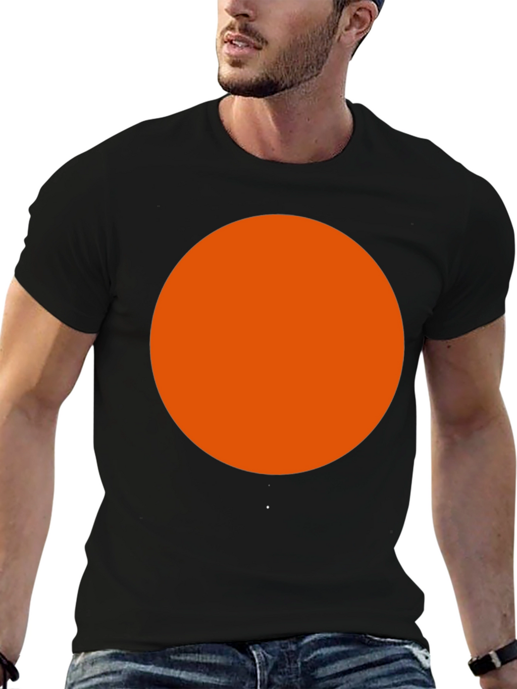 Bold Orange Circle Black T-Shirt
