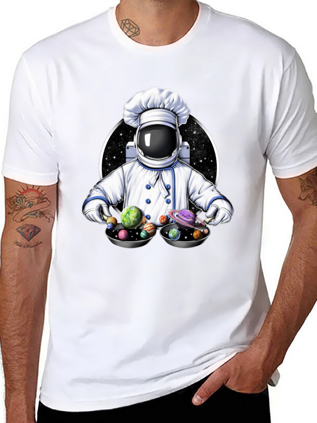 Cosmic Chef T-Shirt - Spaceman Planetary Dish