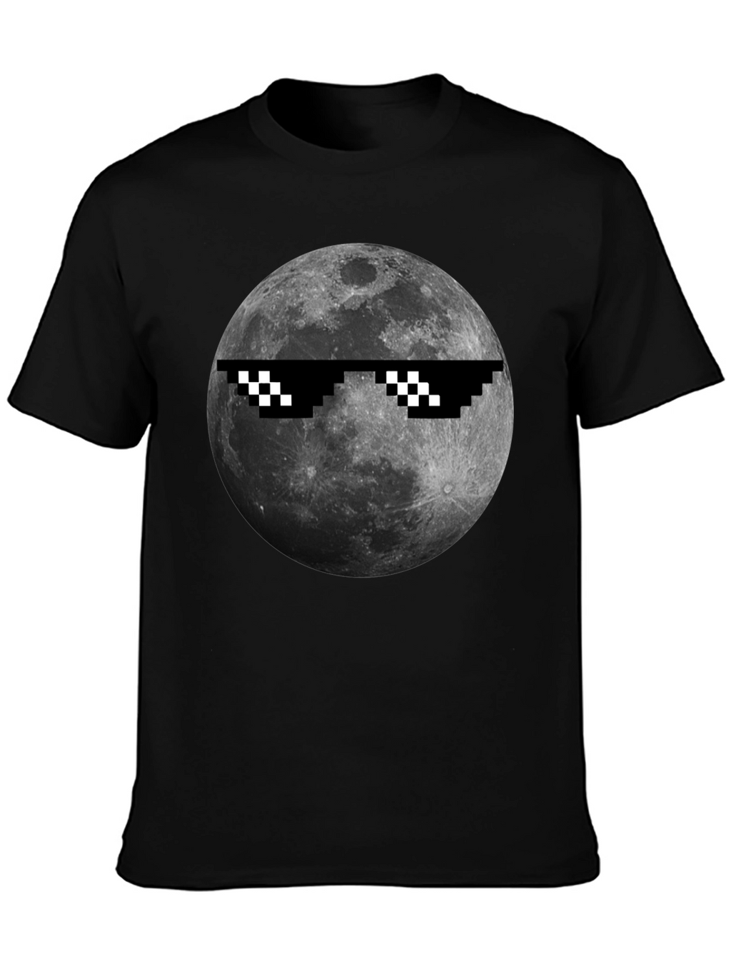 Cool Moon Pixel Sunglasses Black T-Shirt