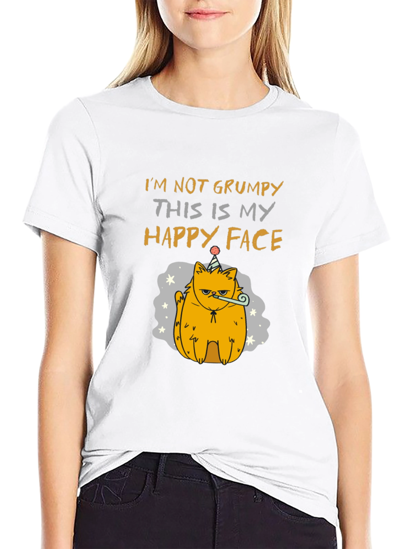 Grumpy Cat T-Shirt - Happy Face Design
