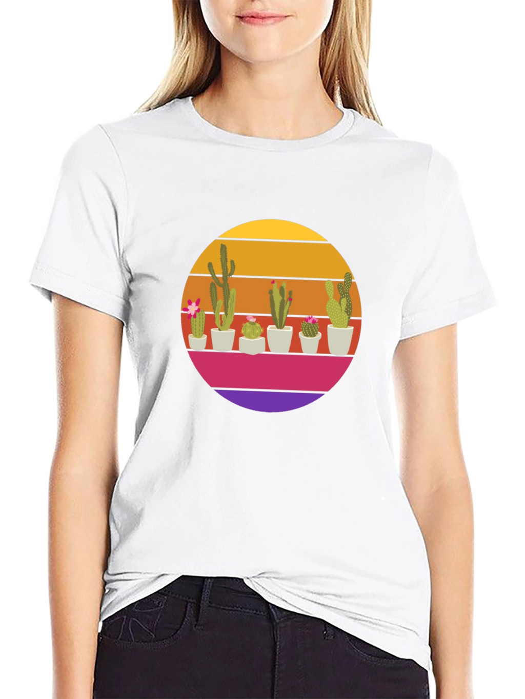 Retro Cactus Sunset T-Shirt - Desert Vibes!