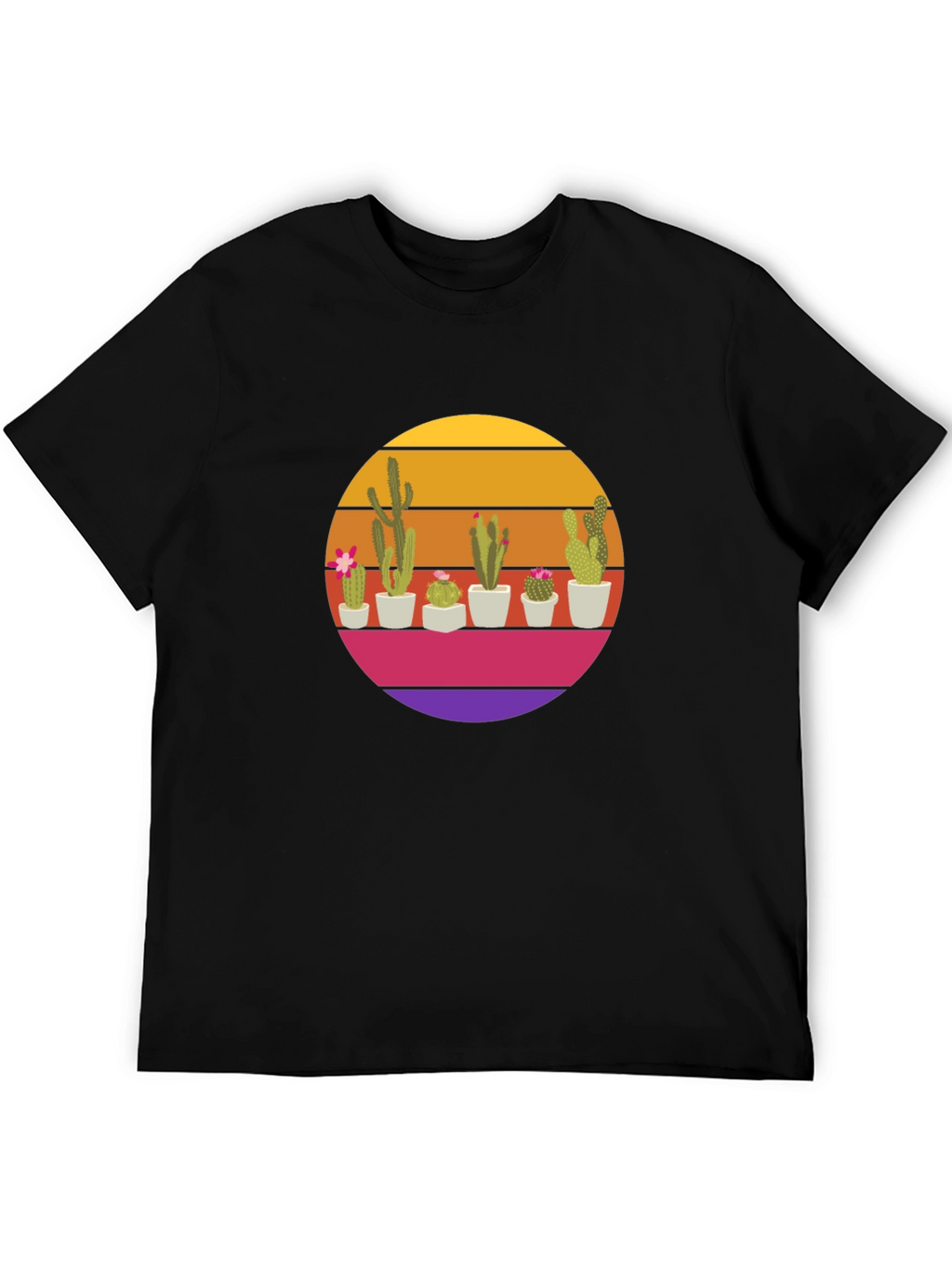 Retro Cactus Sunset T-Shirt - Desert Vibes!