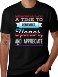 Memorial Day T-Shirt - Remember Honor Appreciate