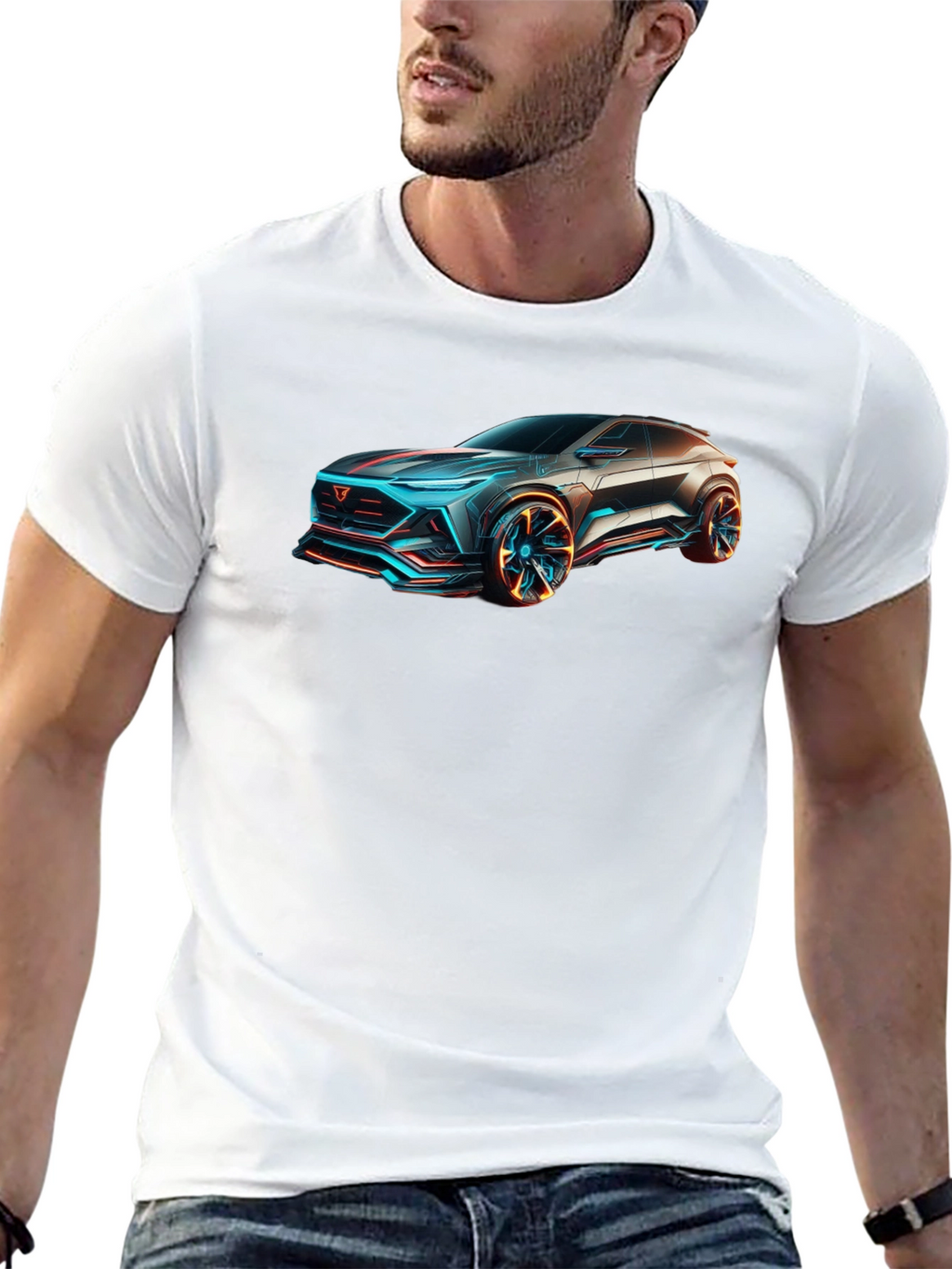 Futuristic Car Graphic Black T-Shirt