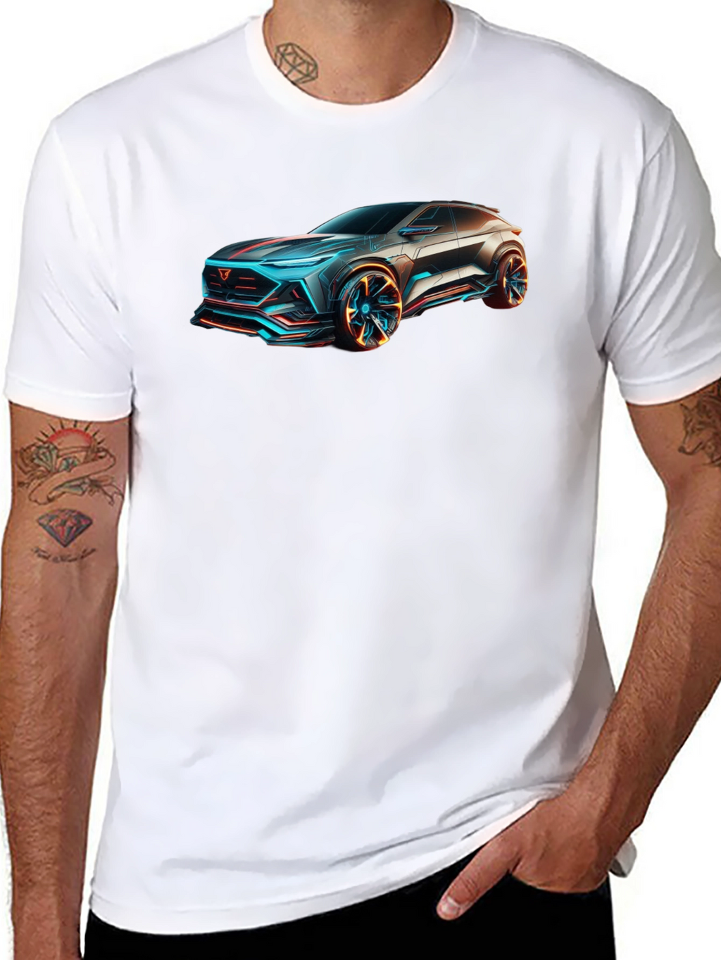 Futuristic Car Graphic Black T-Shirt