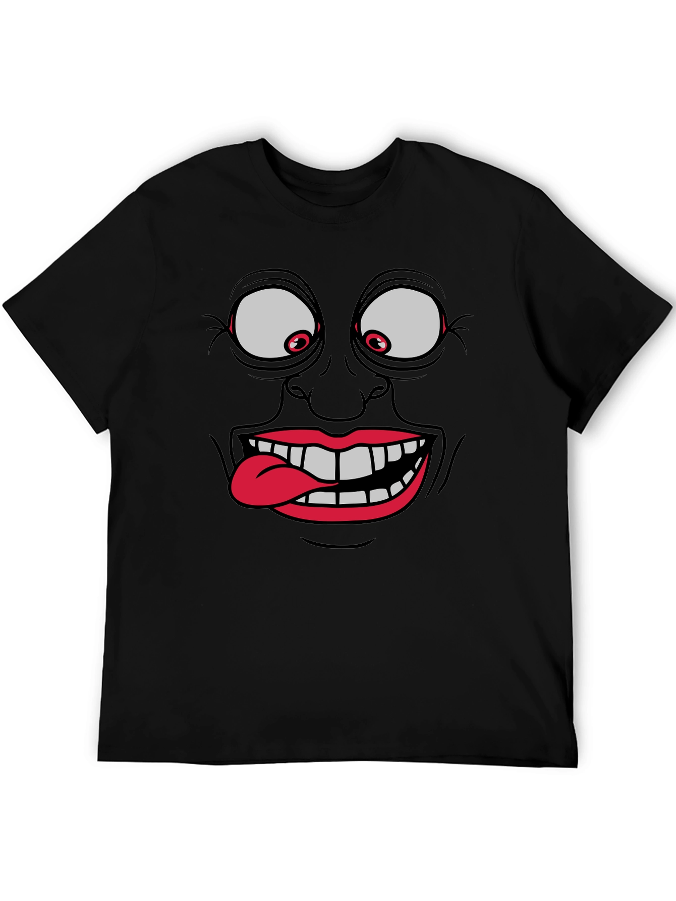 Funny Face Graphic Print Mens Black T-Shirt