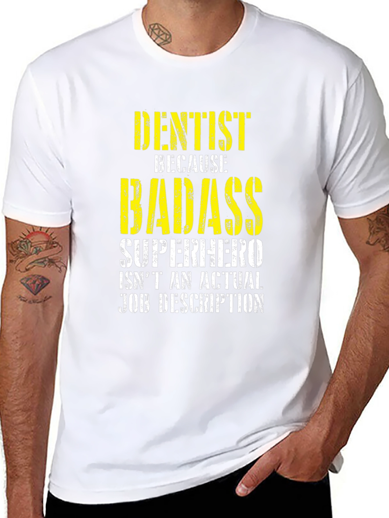Dentist Badass Superhero Job Description T-Shirt
