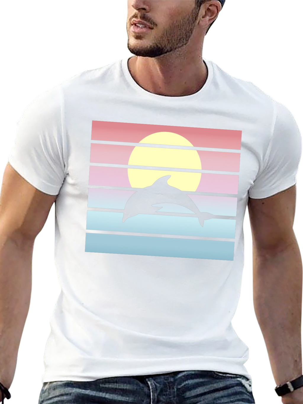 Retro Dolphin Sunset Graphic Tee