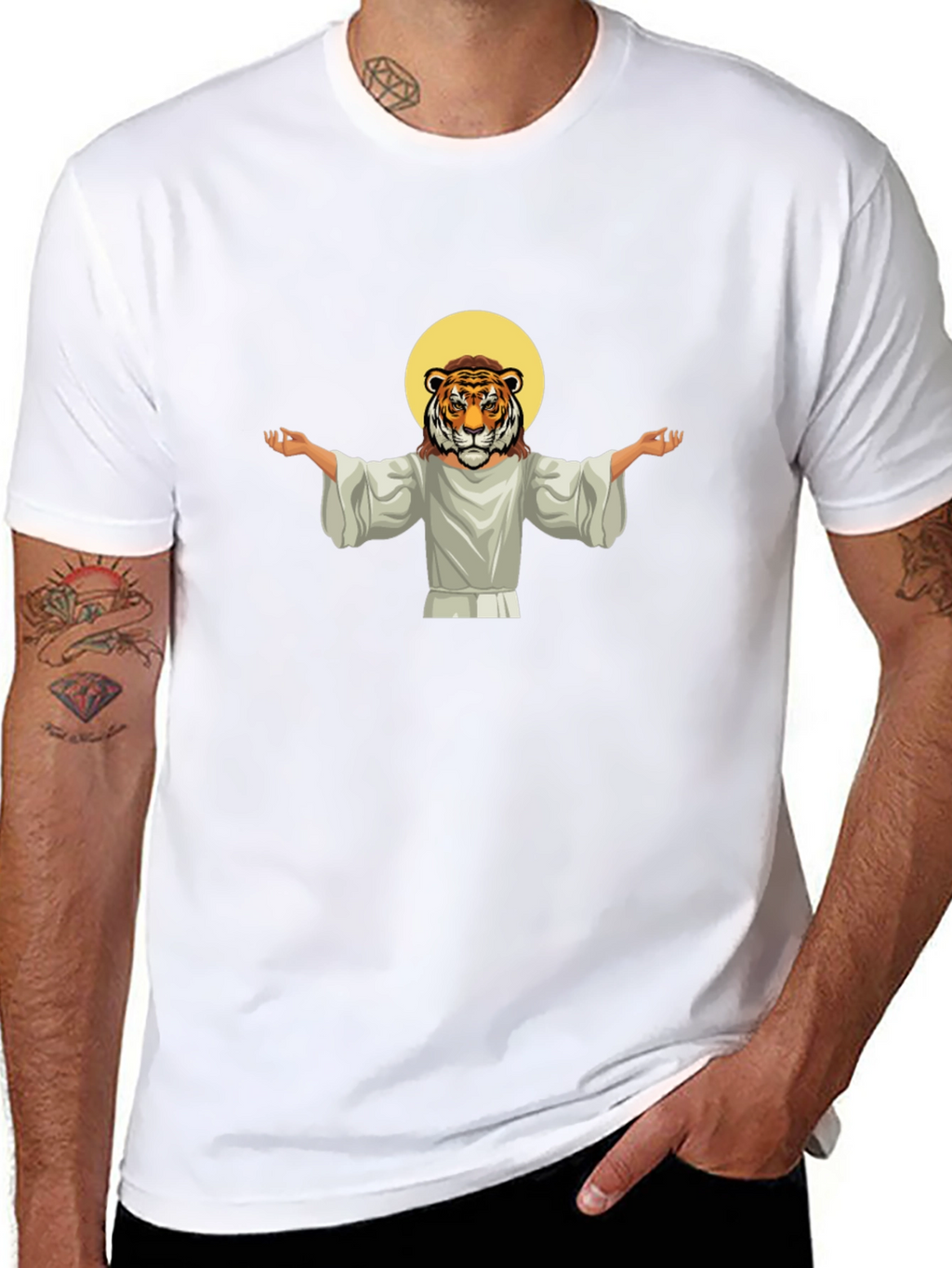 Tiger Jesus Graphic Tee - Black