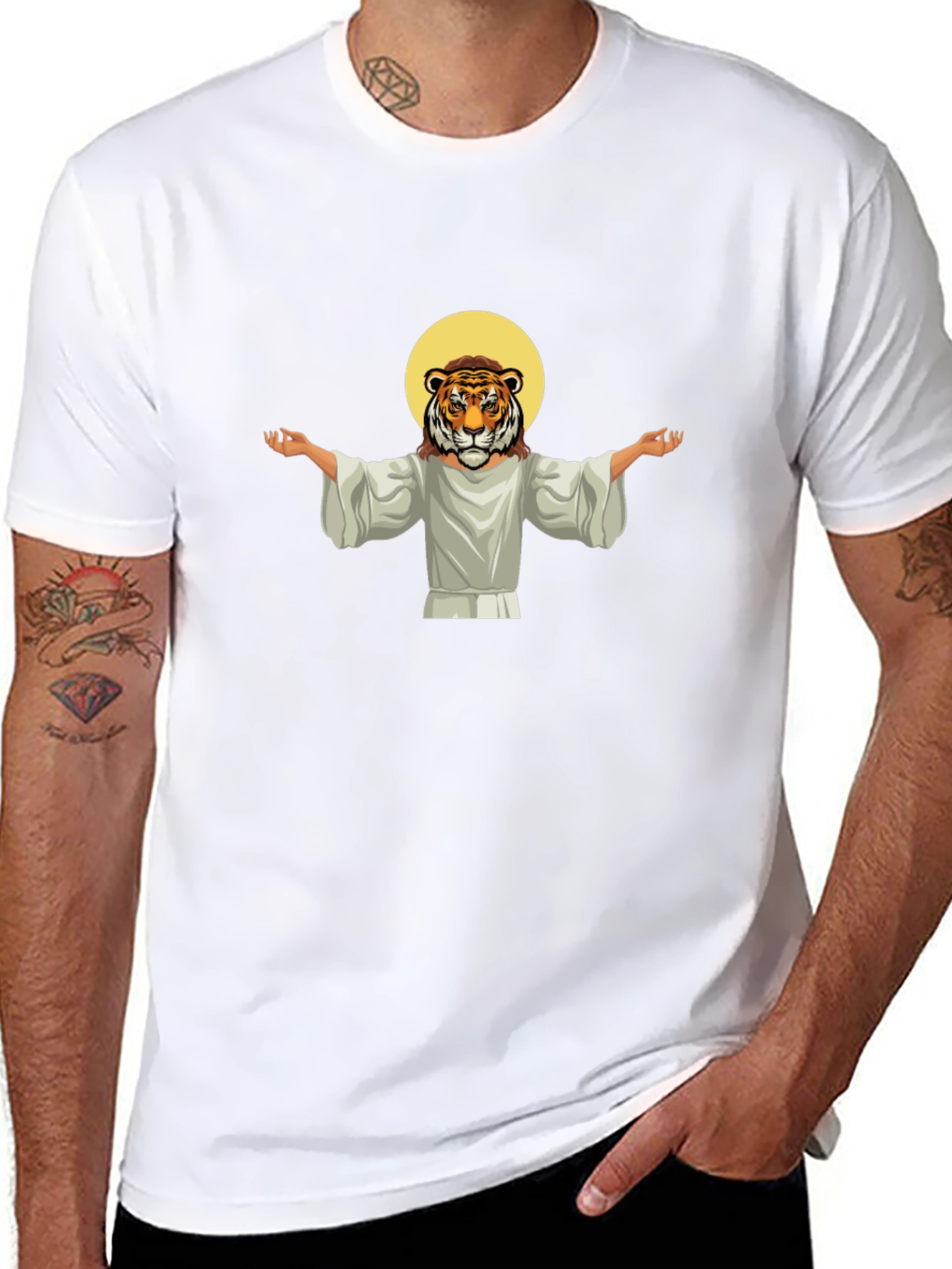 Tiger Jesus Graphic Tee - Black