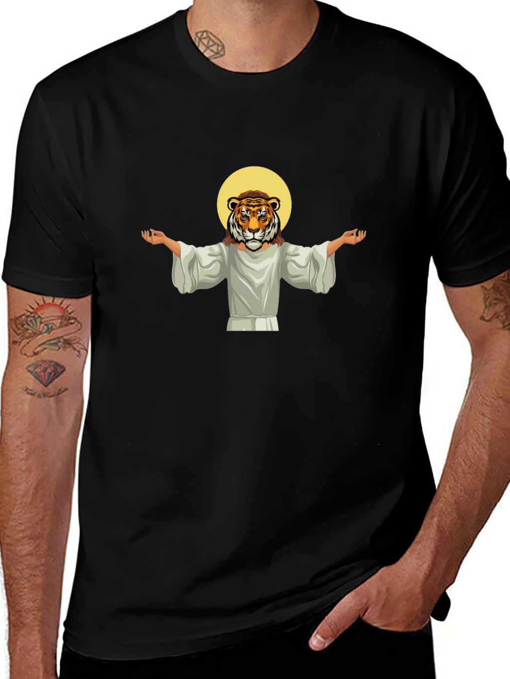 Tiger Jesus Graphic Tee - Black