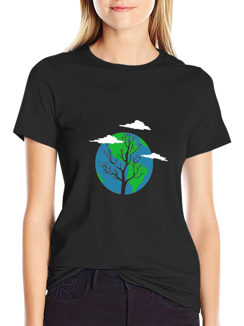 Earth Tree Graphic Tee - Black Cotton Blend