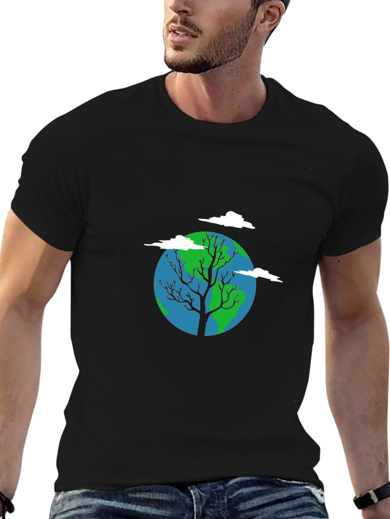 Earth Tree Graphic Tee - Black Cotton Blend