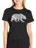 Bear Sketch Graphic Tee - Black Cotton Blend