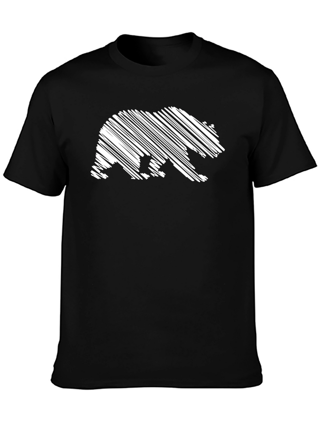 Bear Sketch Graphic Tee - Black Cotton Blend