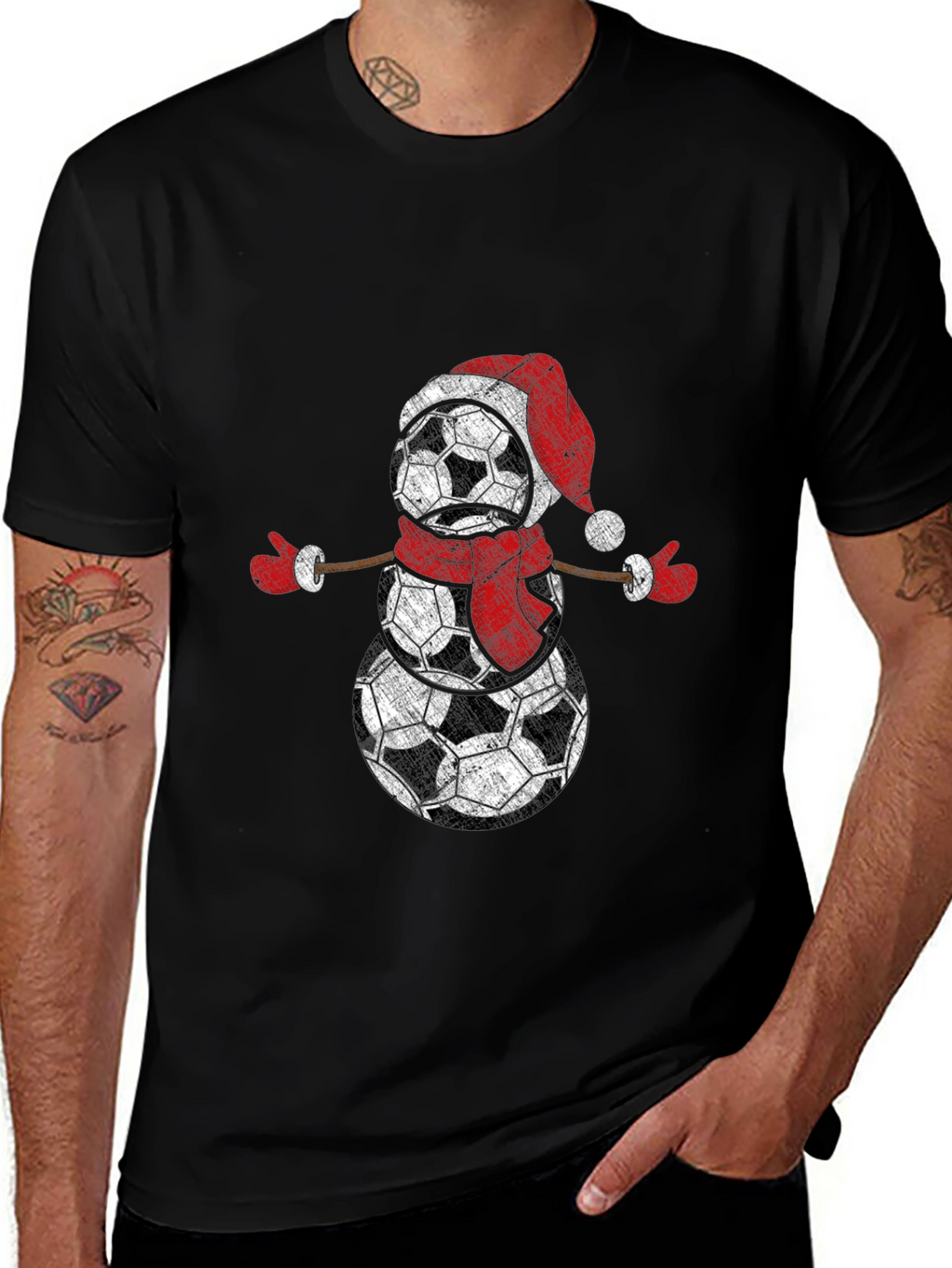 Soccer Snowman Christmas T-Shirt